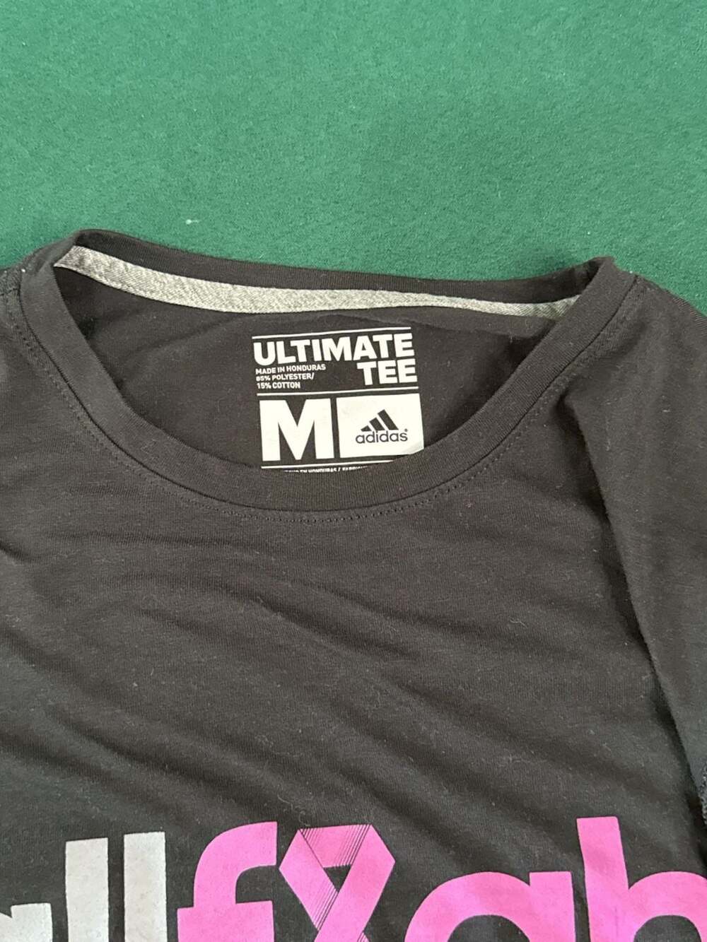 Adidas Ultimate Tee Breast Cancer Awareness All Fight Black T-Shirt Medium - Picture 3 of 5